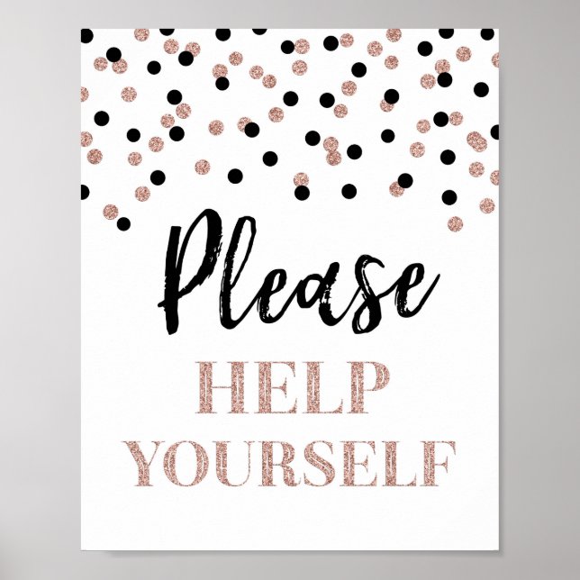Poster Panneau Aide-toi Rose Gold Noir Confettis (Devant)