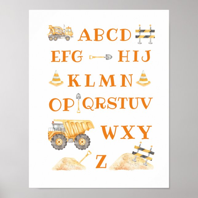 Poster Panneau alphabet de construction jaune (Devant)