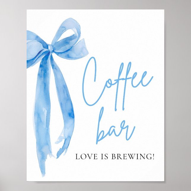 Poster Panneau Aquarelle Elégante Bow Bleu Dusty (Devant)