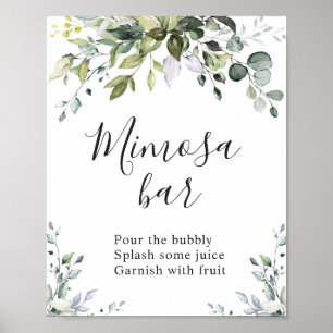 Poster Panneau Aquarelle Eucalyptus Vert Mimosa Bar