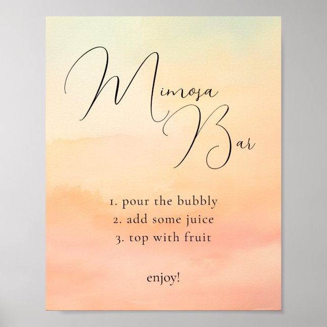 Poster Panneau Aquarelle orange Sunset Cloud 9 Mimosa Bar (Devant)