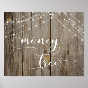 Poster Panneau Arbre Argent patiné en bois et lumière Mar