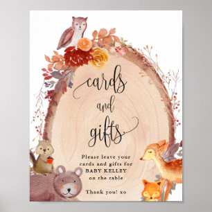 Poster Panneau Automne Bois Animaux Cartes et Cadeaux