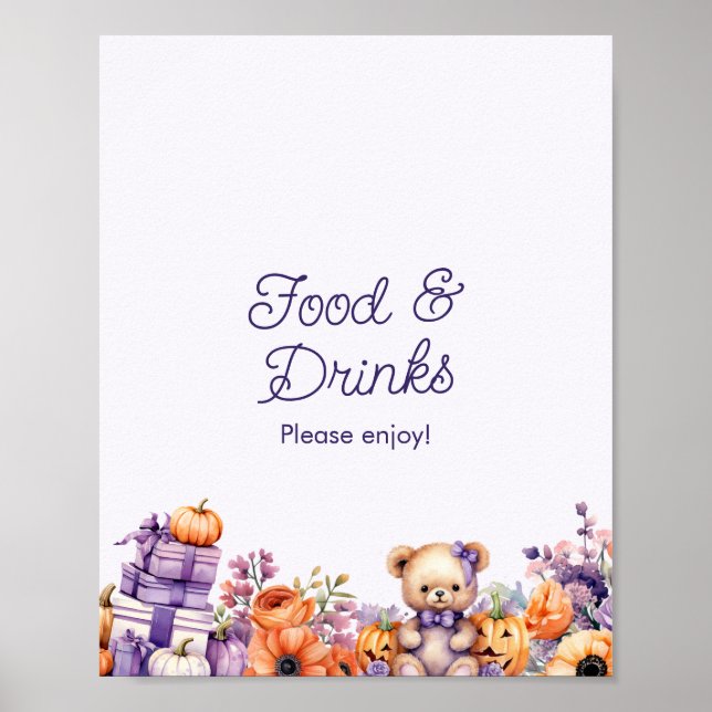 Poster Panneau Automne Purple Citrouille Baby shower Alim (Devant)