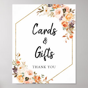 Poster Panneau Automne Terracotta Floral Cartes et Cadeau
