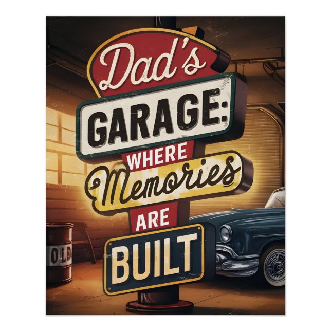 Poster Panneau automobile Vintage de garage papa (Devant)