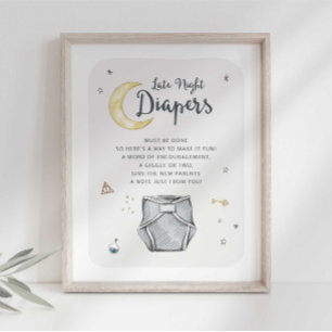 Poster Panneau Baby shower Assistant Diapositives de nuit