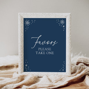 Poster Panneau Baby shower Blue Snowflake Faveurs