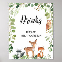 Panneau Baby shower branché Boissons modernes Wood