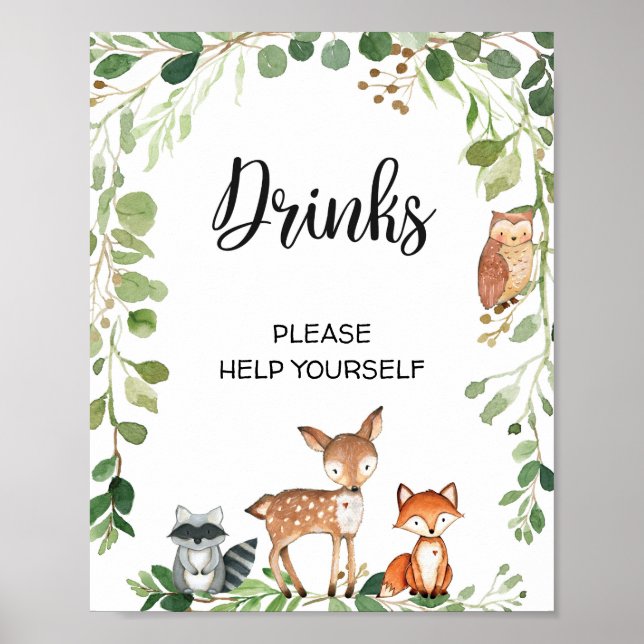Poster Panneau Baby shower branché Boissons modernes Wood (Devant)