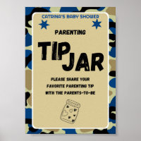 Panneau Baby shower Camo Bleu
