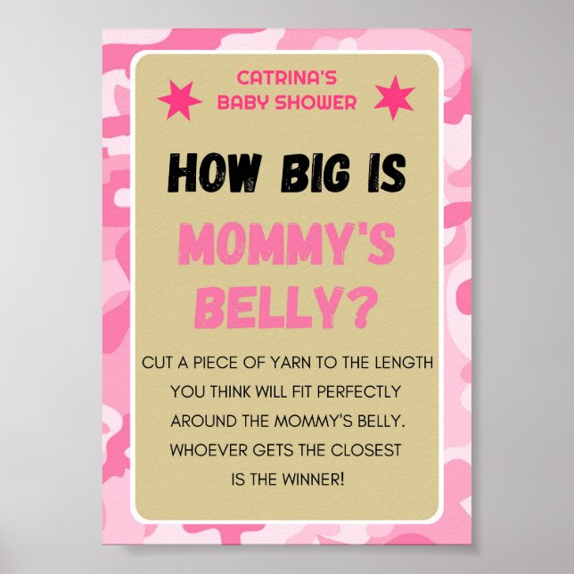 Poster Panneau Baby shower Camo rose (Devant)