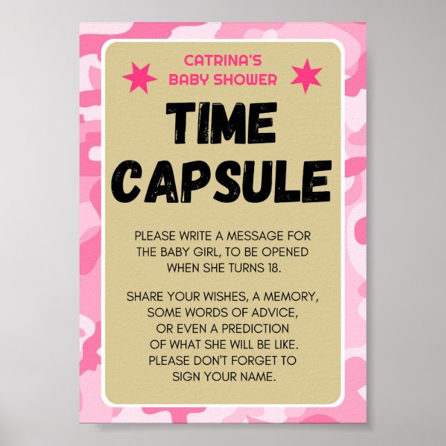 Poster Panneau Baby shower Camo rose (Devant)