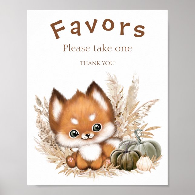 Poster Panneau Baby shower d'automne Favoriser (Devant)