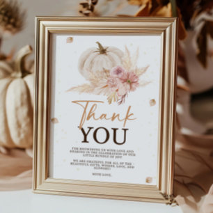 Poster Panneau Baby shower d'automne Merci