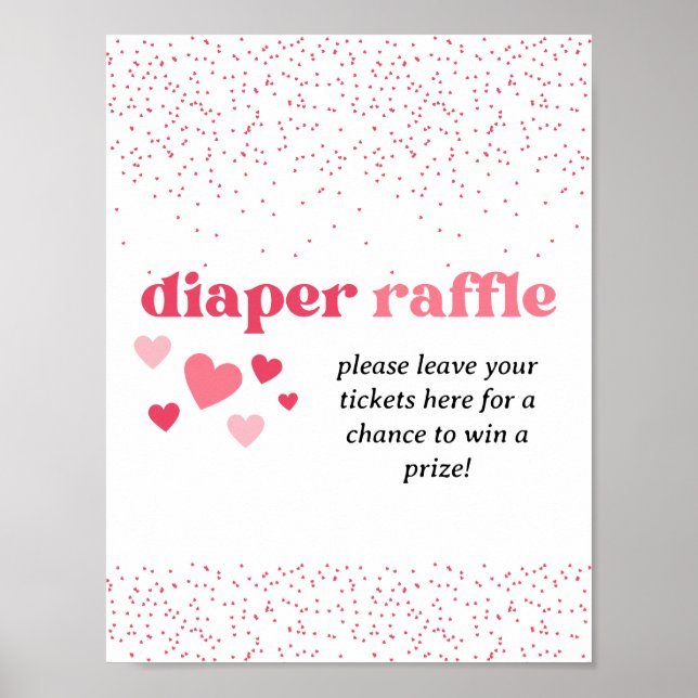 Poster Panneau Baby shower de calamité Coeurs roses (Devant)