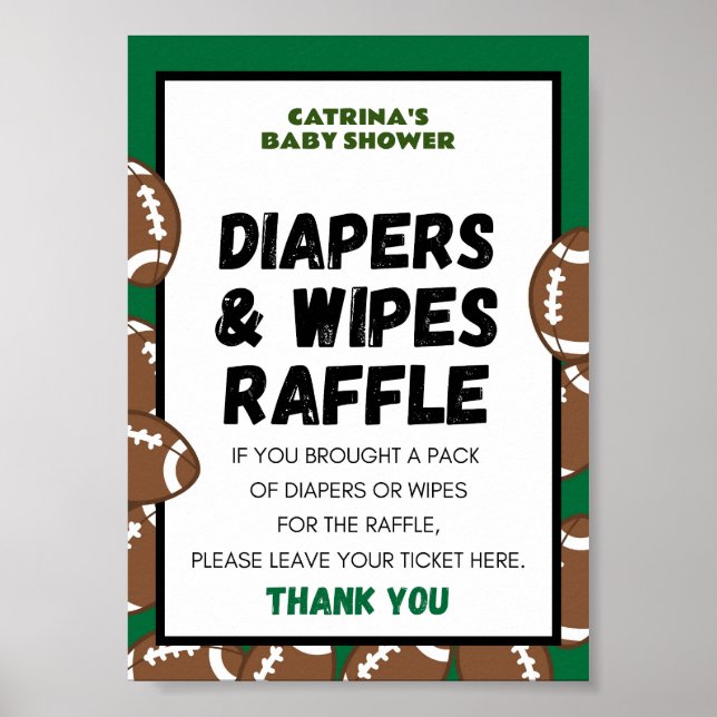 Poster Panneau Baby shower de football (Devant)
