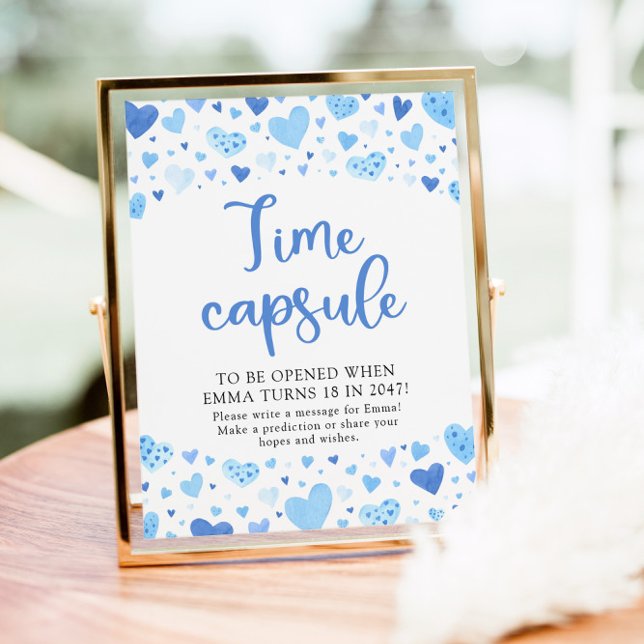 Poster Panneau Baby shower de la capsule de temps Blue He (Créateur téléchargé)