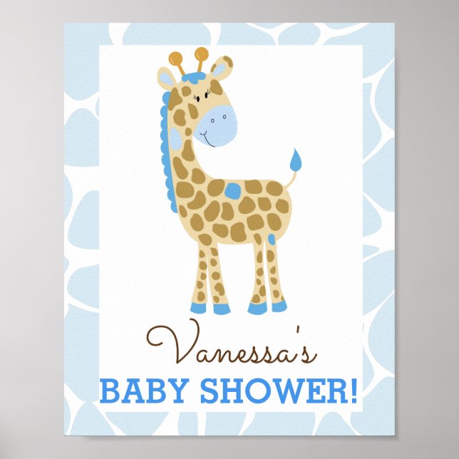 Poster Panneau Baby shower de la Giraffe Bleue (Devant)