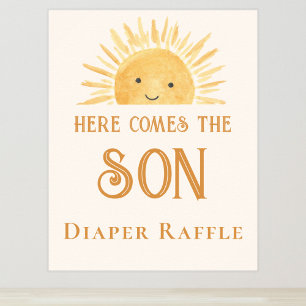 Poster Panneau Baby shower diaper raffle soleil
