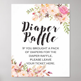 Poster Panneau Baby shower du chaudière fleurie Boho