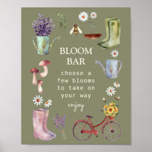 Poster Panneau Baby shower du jardin du bar Bloom