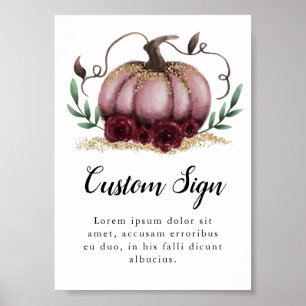 Poster Panneau Baby shower fille Citrouille rose