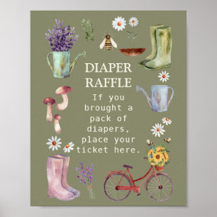 Poster Panneau Baby shower Jardin de carafe