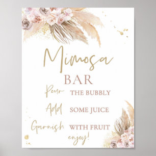 Poster Panneau Baby shower Pampas Boho Grass Mimosa
