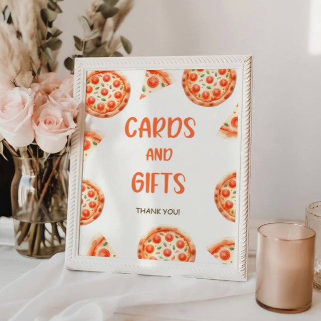 Poster Panneau Baby shower Pizza Cartes et Cadeaux (Créateur téléchargé)