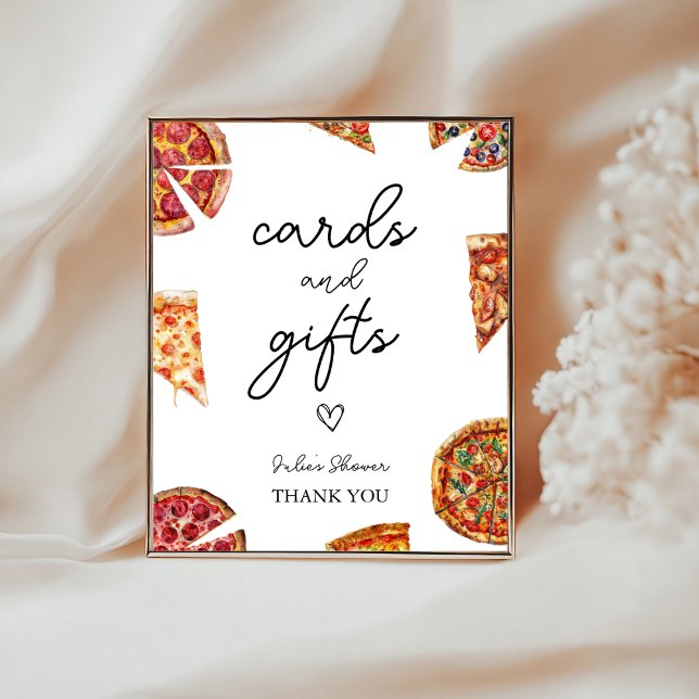Poster Panneau Baby shower Pizza Cartes Et Cadeaux (Créateur téléchargé)