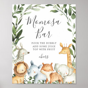 Poster Panneau Baby shower Safari Animaux Mimosa Bar