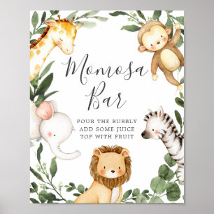 Poster Panneau Baby shower Safari Animaux Mimosa Bar