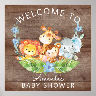 Poster Panneau Baby shower Safari Jungle