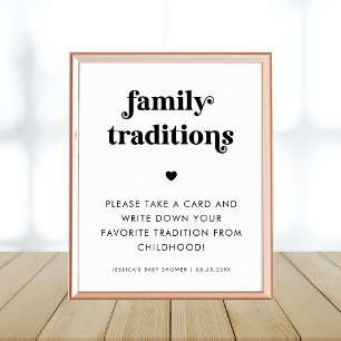 Poster Panneau Baby shower Traditions de famille de scrip
