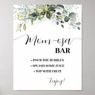 Poster Panneau Baby shower vert du bar Momosa Mimosa