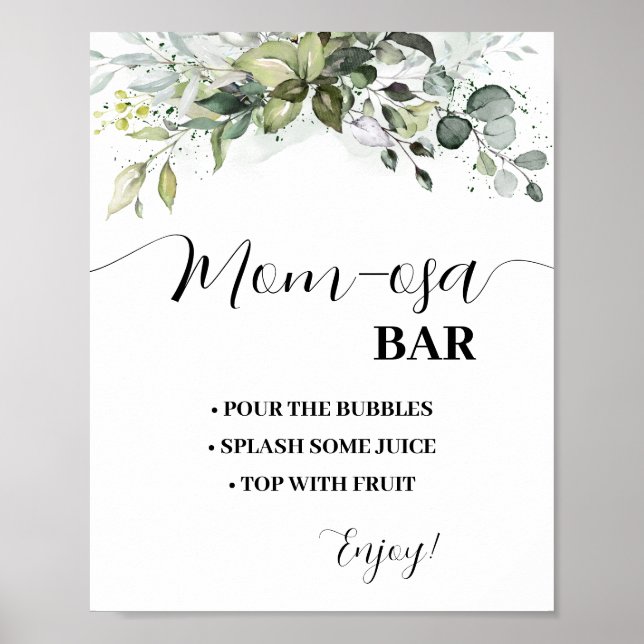 Poster Panneau Baby shower vert du bar Momosa Mimosa (Devant)