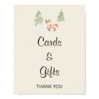 Panneau Baby shower Woodland Fox Cartes et cadeaux
