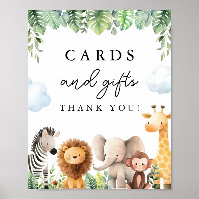 Poster Panneau Baby showers et cadeaux Safari (Devant)