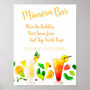 Poster Panneau Bar Mimosa Mariage moderne