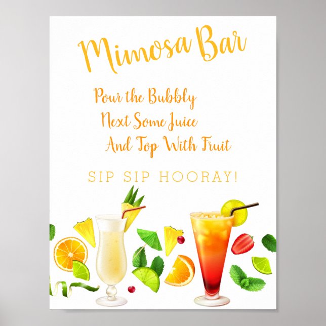 Poster Panneau Bar Mimosa Mariage moderne (Devant)