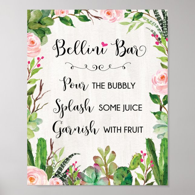 Poster Panneau Bellini Bar Fiesta Cactus Baby shower (Devant)