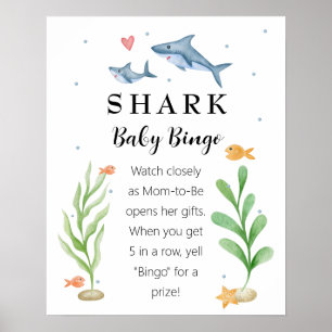 Poster Panneau Bingo Baby shower bébé requin