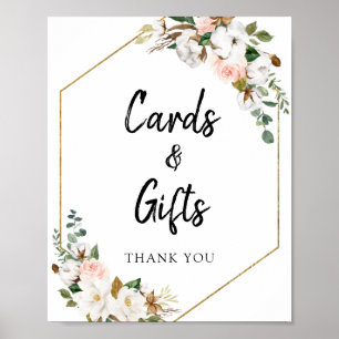 Poster Panneau blanc Magnolia Floral Cartes et Cadeaux