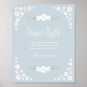 Poster Panneau bleu Baby shower de la marguerite Boho Dai