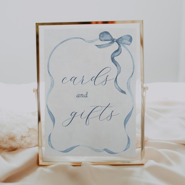 Poster Panneau Bleu Bow et ruban Cartes et cadeaux (Créateur téléchargé)