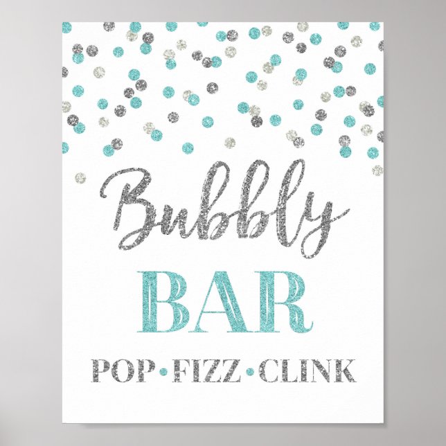 Poster Panneau Bleu Confetti Bubbly Bar (Devant)
