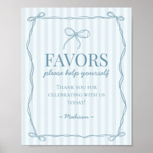 Poster Panneau bleu Coquette Bow Pastel Faveurs