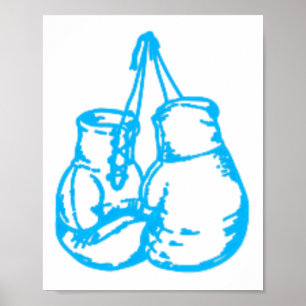 Poster Panneau bleu de boxe cool avec gants