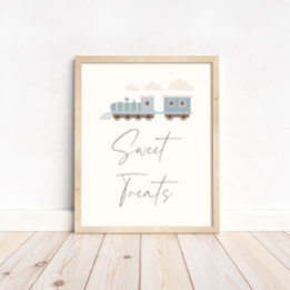 Poster Panneau Blue Boys Train Anniversaire Sweets and Tr